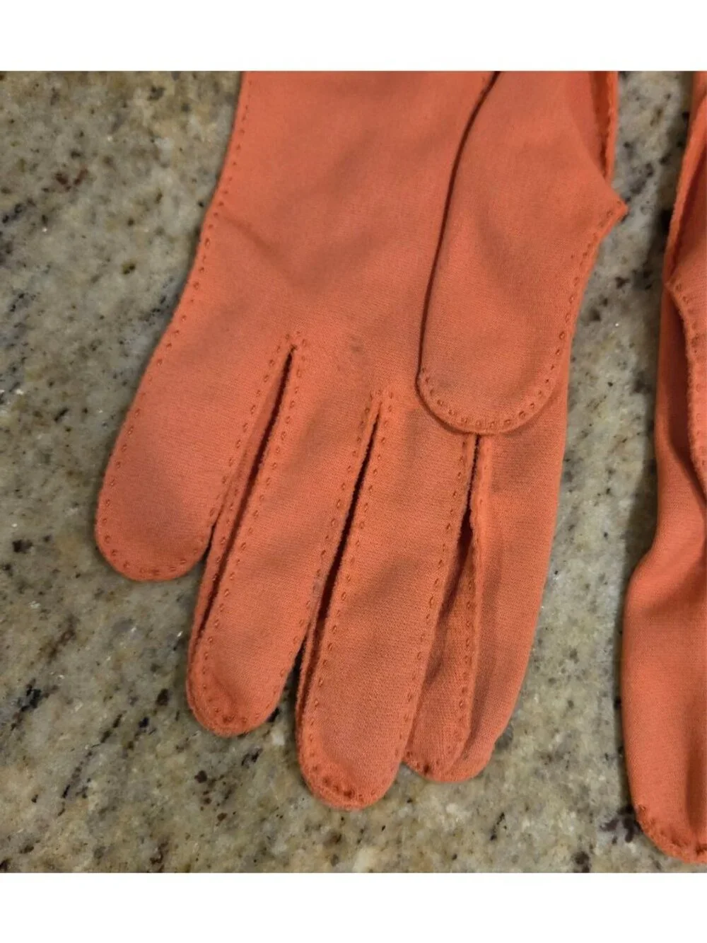 Vintage Womens Size XL XXL Pumpkin Orange Formal Stretch Nylon Gloves